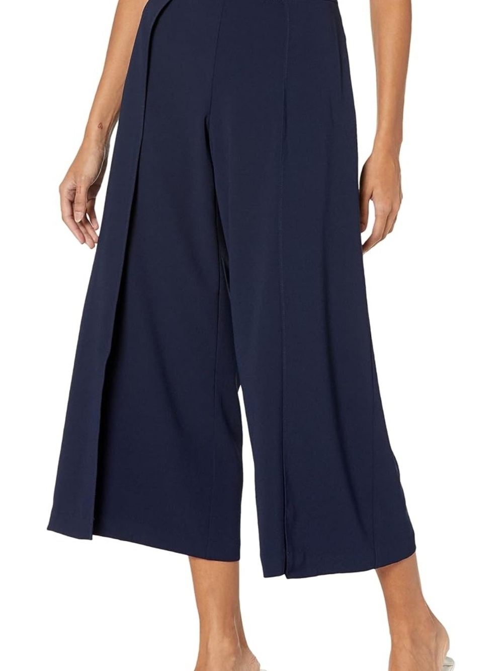 Trina Turk Navy Wide-Leg Cropped Culotte Pants